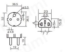 ACコード 固定長（PSE） 両端付き（アース付き）プラグソケット形状 