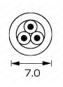 ACコード 固定長（PSE） 両端付き（アース付き）ケーブル断面