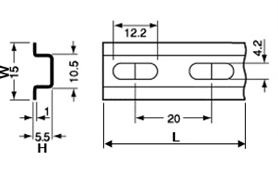 DINレール(スチール 導電性タイプ) 外形図-1