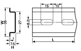 DINレール(スチール 導電性タイプ) 外形図-2