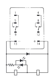 MY ミニパワーリレー　形MY2N-D2　端子配置・内部接続図