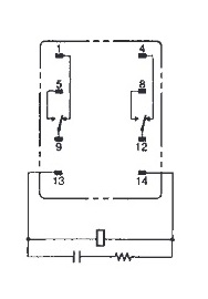 MY ミニパワーリレー　形MY2-CR　端子配置・内部接続図