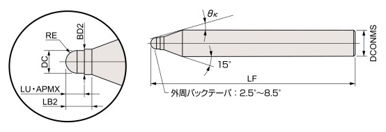 エポックディープボールエボリューションハード TH3 ショートシャンク・ストロングネックタイプ 外形図