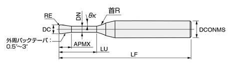 エポックHDコーティング ディープラジアスエンドミル D-EPDR 外形図-1