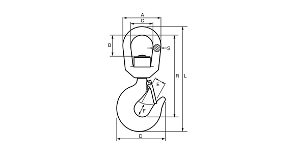 スイベルフックの寸法図