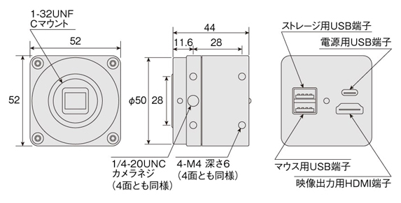 モニター出力カメラ（レンズ無）L-852 外形図