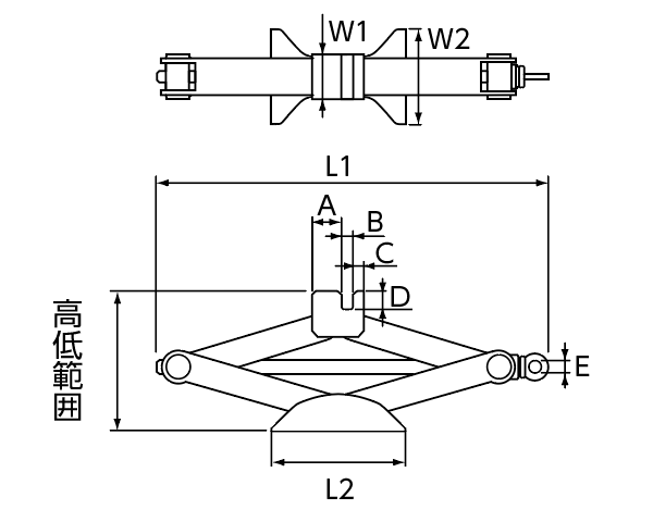 パンタグラフジャッキ 外形図