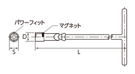 T形フレックスプラグレンチ 外形図