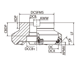 切込み角45°新汎用カッタMB45 フェースミル 外形図-2