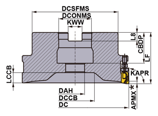 アルミニウム合金・鋳鉄仕上げ正面削りカッタ FMAX-MB 少刃数タイプ 外形図-1