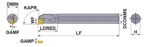 SCLCR/L_C 小物部品加工用ボーリングバー 穴あり鋼シャンク CC〇〇インサート対応 外形図