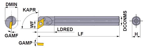 SDUCR/L_C 小物部品加工用ボーリングバー 穴あり鋼シャンク DC〇〇インサート対応 外形図