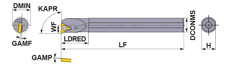 STUPR/L_C 小物部品加工用ボーリングバー 穴あり鋼シャンク TP〇〇インサート対応 外形図