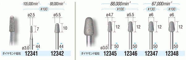 電着ダイヤモンドバー・CBNバー シャンク軸径3mm 規格表01