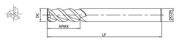 AE-TL-N　非鉄用DLC超硬スクエアエンドミルロング形  外形図-2