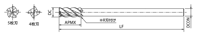 AE-VMFE　超硬防振型エンドミルスクエアタイプ  外形図