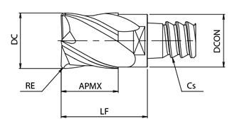 非鉄用DLCヘッド交換式エンドミル PXAL 外形図-1