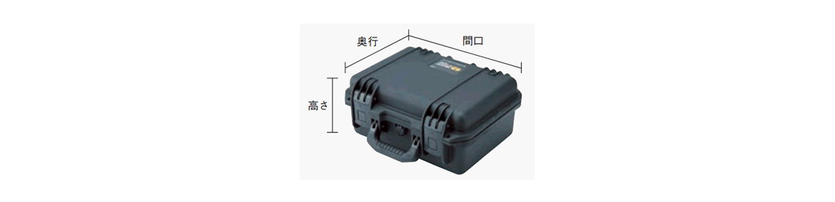 ストームケースの寸法図（型番：IM2100参照）。