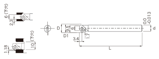 両面取りカッター 45°DFC 外形図-2