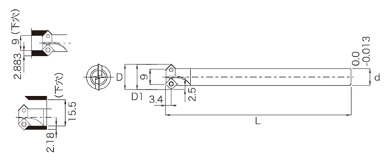 両面取りカッター 45°DFC 外形図-3