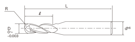 超硬2枚刃 TiSiNコート（ザ・）カットミル IC2BHT 外形図-1