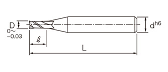 超硬2枚刃 セミロング TiAlNコート （ザ・）カットミル IC2SLV 外形図-1