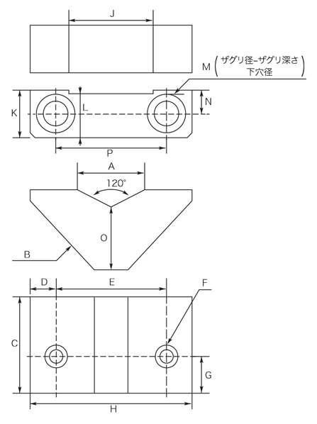 三角生爪（スクロールチャック硬爪用） TRIシリーズ 外形図