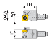 高圧クーラントノズル付スクリューオン式ヘッド QC10-JSCL2CR06-CHP 外形図