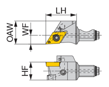 高圧クーラントノズル付スクリューオン式ヘッド QC10-JSDJ2CR07-CHP 外形図