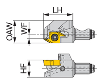 高圧クーラントノズル付スクリューオン式ヘッド QC10-JSEGR10-CHP 外形図