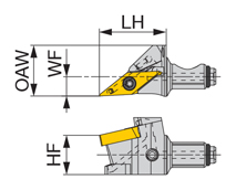 高圧クーラントノズル付スクリューオン式ヘッド QC10-JSVJ2XR09-CHP 外形図