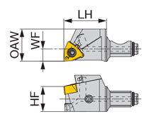 高圧クーラントノズル付スクリューオン式ヘッド QC10-JSWL2XR04-CHP 外形図