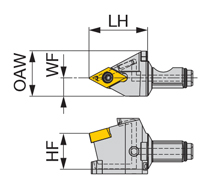 高圧クーラント対応スクリューオン式ヘッド QC10-JSDNXR07-CHP 外形図