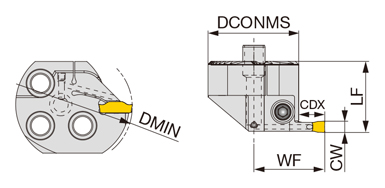 クランプオン式溝入れヘッド S-CTIRS-H 外形図