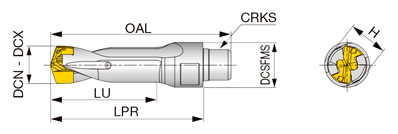 ヘッド交換式ドリル DrillMeister用モジュラーボディ（タングマイスター対応） TID-S 外形図