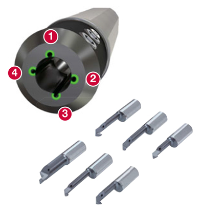 内径・面取り加工用超硬ソリッドバー 4 つ穴クーラントスリーブにより最大の効果を発揮
