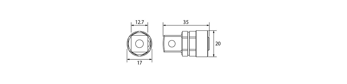 農機用爪交換レンチアダプター 寸法図