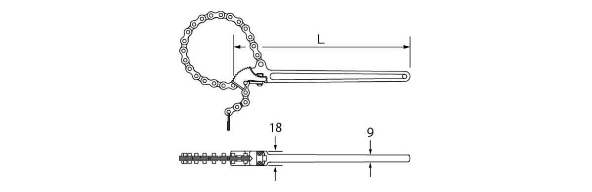 フィルターチェンレンチ 寸法図