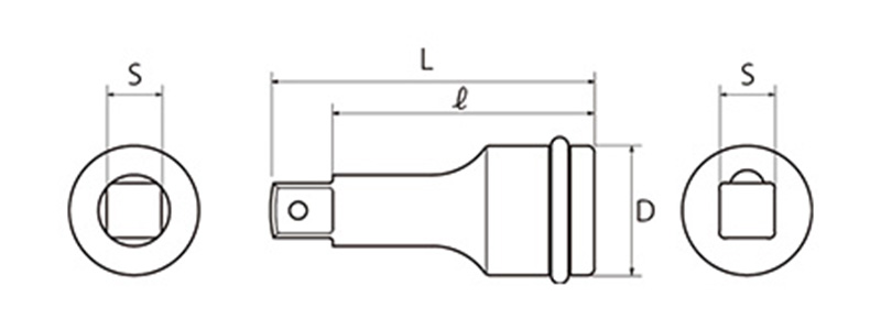 インパクト用エクステンションバー　(差込角25.4mm):関連画像