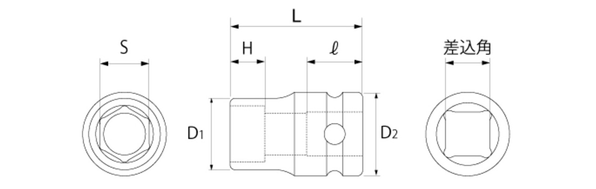 インパクト用ソケット　(差込角9.5mm):関連画像