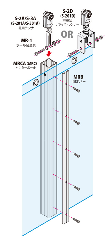 例）センターポール S-301A 吊用ランナー